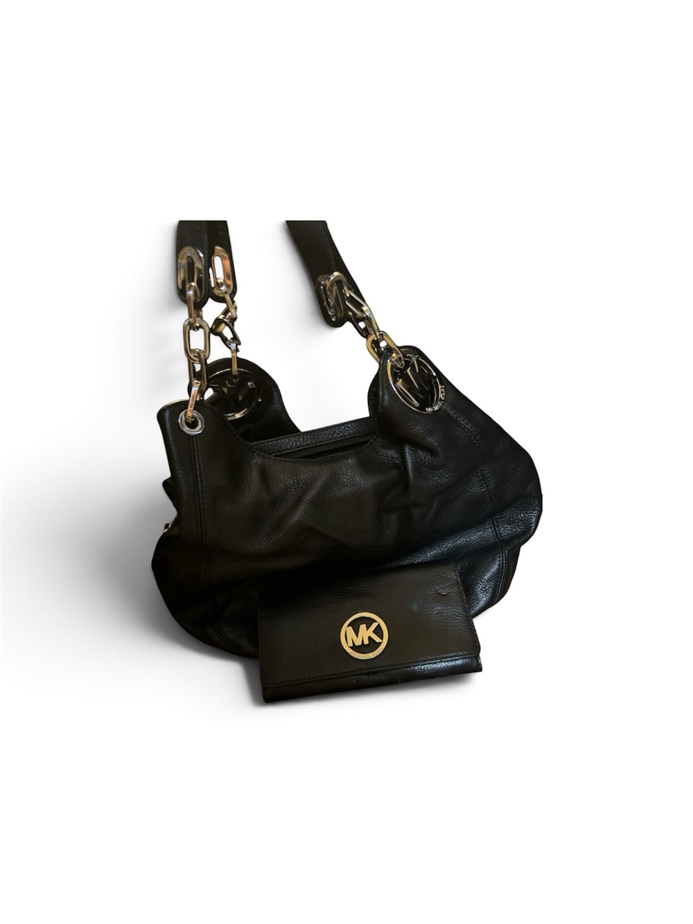Michael Kors Black Leather Shoulder Bag with Wallet
